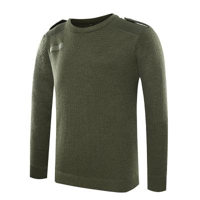 Военная шерсть o-образным вырезом зеленый пуловер человек свитер