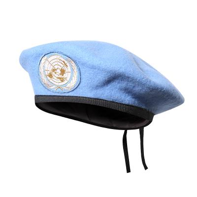 синий армейский военный берет ООН из шерсти